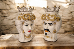 Carica l'immagine nel visualizzatore di Gallery, Coppia Teste di Moro "Ghirigori Oro"  – Ceramica di Caltagirone Fatto a Mano
