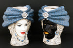 Carica l'immagine nel visualizzatore di Gallery, Testa di Moro  "Turbante Blu" – Ceramica di Caltagirone Fatto a Mano
