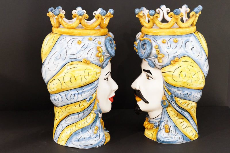 Coppia Teste di Moro “Ghirigori Decorate” H45cm – Ceramiche artigianali di Caltagirone