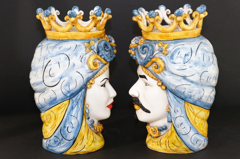 Coppia Teste di Moro “Ghirigori Decorate” H35cm – Ceramiche artigianali di Caltagirone