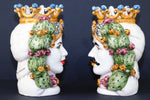 Carica l'immagine nel visualizzatore di Gallery, Coppia Teste di Moro “Ficodindia”  Decorate – Ceramica di Caltagirone Fatto a Mano
