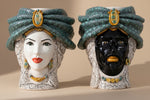 Carica l'immagine nel visualizzatore di Gallery, Testa di Moro  "Turbante Verde" – Ceramica di Caltagirone Fatto a Mano

