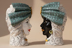 Carica l'immagine nel visualizzatore di Gallery, Testa di Moro  "Turbante Verde" – Ceramica di Caltagirone Fatto a Mano

