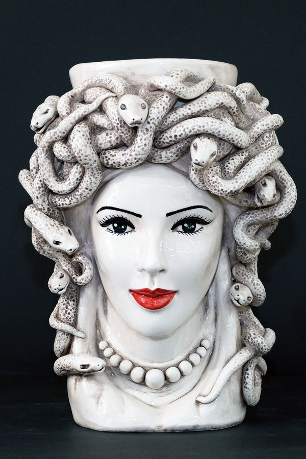 Testa di Moro “Medusa” in Ceramica di Caltagirone H40cm – Realizzata e Dipinta a Mano