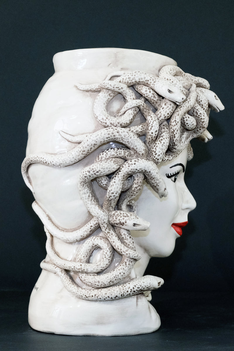 Testa di Moro “Medusa” in Ceramica di Caltagirone H40cm – Realizzata e Dipinta a Mano