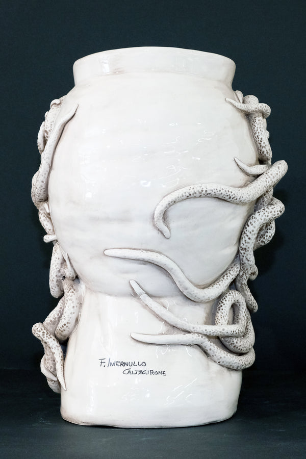 Testa di Moro “Medusa” in Ceramica di Caltagirone H40cm – Realizzata e Dipinta a Mano