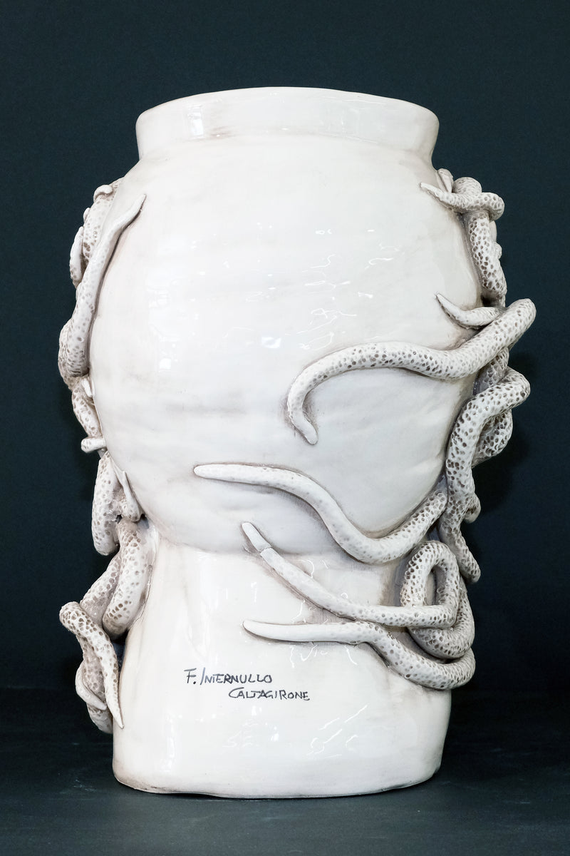 Testa di Moro “Medusa” in Ceramica di Caltagirone H40cm – Realizzata e Dipinta a Mano