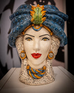 Carica l'immagine nel visualizzatore di Gallery, Testa di Moro  "Turbante" – Ceramica di Caltagirone Fatto a Mano
